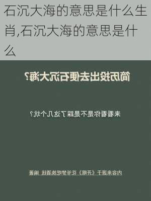 石沉大海的意思是什么生肖,石沉大海的意思是什么