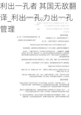 利出一孔者 其国无敌翻译_利出一孔,力出一孔管理