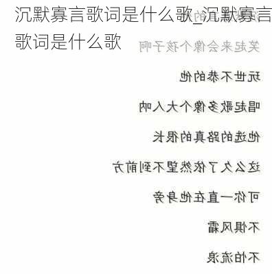 沉默寡言歌词是什么歌_沉默寡言歌词是什么歌