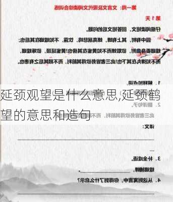 延颈观望是什么意思,延颈鹤望的意思和造句