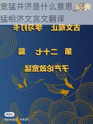 宽猛并济是什么意思_宽猛相济文言文翻译