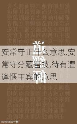 安常守正什么意思,安常守分藏吾技,待有遭逢惬主宾的意思