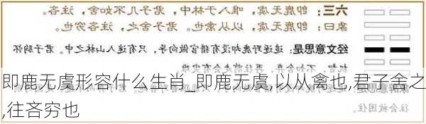 即鹿无虞形容什么生肖_即鹿无虞,以从禽也,君子舍之,往吝穷也