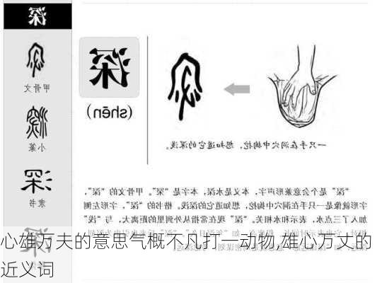 心雄万夫的意思气概不凡打一动物,雄心万丈的近义词