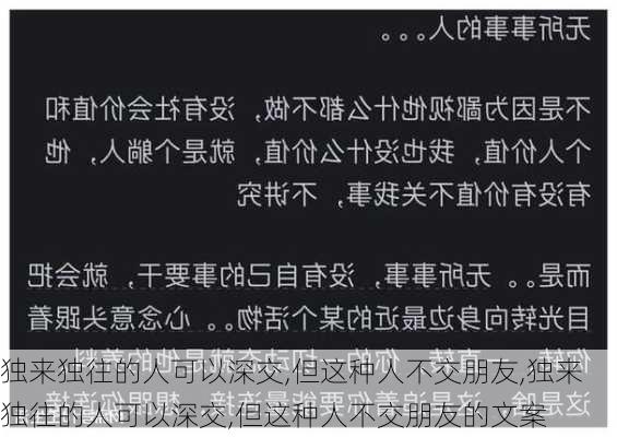 独来独往的人可以深交,但这种人不交朋友,独来独往的人可以深交,但这种人不交朋友的文案