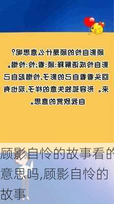 顾影自怜的故事看的意思吗,顾影自怜的故事